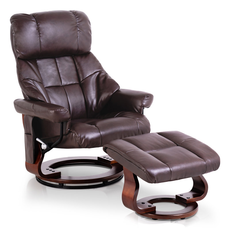Red Barrel Studio® Huttonsville Faux Leather Manual Swivel Recliner with Ottoman & Reviews